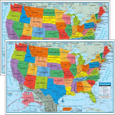 #ad Mapa De Pared De Estados Unidos USA Mapas De Carreteras Ciudades Poster 40 X 28 $11.99