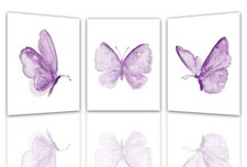 Butterfly Bathroom Wall Art Prints,Purple Butterfly Minimalist Wall Decor Pos...