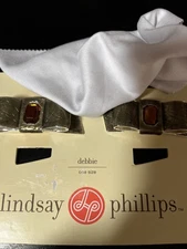 Lindsay Phillips™ Interchangeable Shoe Snaps DEBBIE NEW gold metal bows amber st