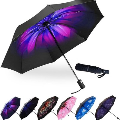 LLanxiry Compact Travel Umbrella, 44'' Canopy, Automatic 44 Inch, (Orchid)