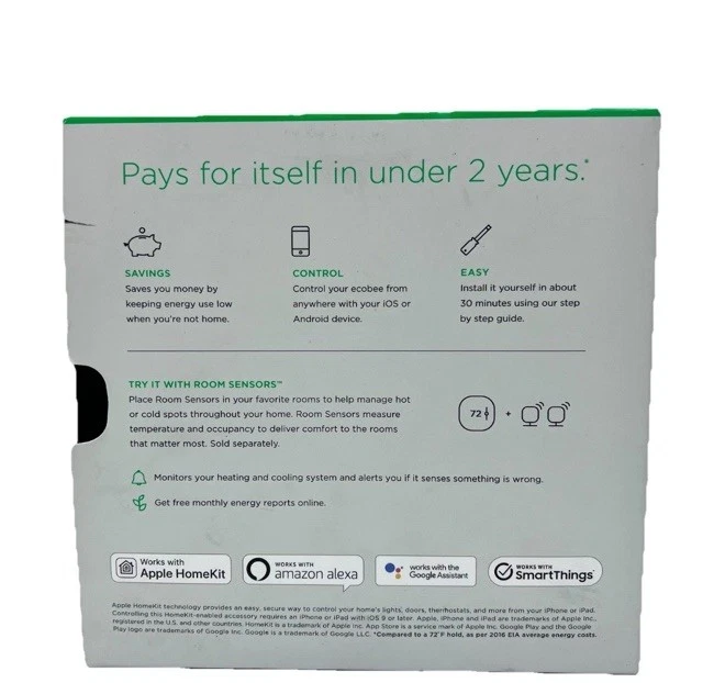 Ecobee3 Lite Smart Thermostat EB-STATE3LT-02 Programmable New - Image 3 of 4