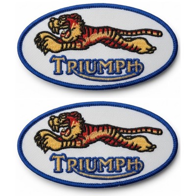 Motorcycle Racing Leaping Tiger Triumph Patch - 4 x 2 Inch Iron On Sew On