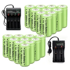 2800mAh Batteries CR123A 16340 Rechargeable Li-ion Battery Smart Charger Lot
