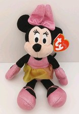 New Disney Ty Sparkle Minnie Mouse Pink Dress 7.5" Plush Stuffed Collectible