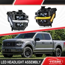 FULL LED Headlights For 2024 2025 Ford F150 F-150 DRL Headlamps Animation Pair