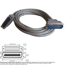 Cable Parallel Printer Centronics 36-Pin Male D-Sub DB25 25-Pin 15FT IEEE 1284