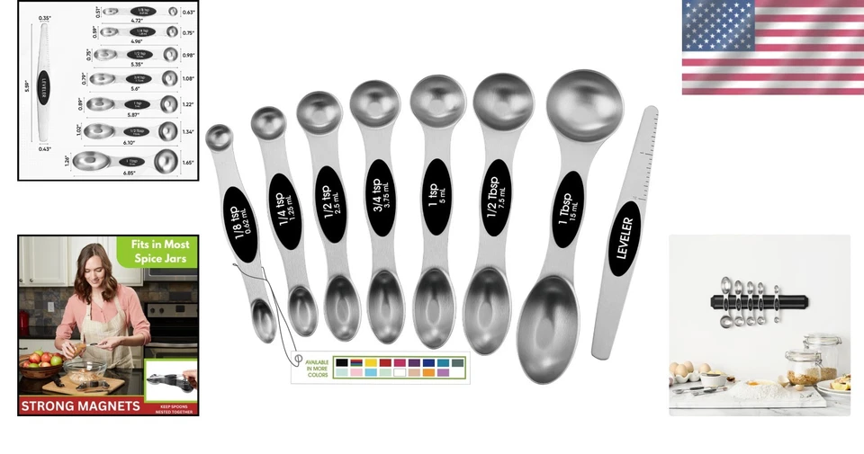 Juego de Cucharas Medidoras Magnéticas de Acero Inoxidable para Cocina y Repo... - Image 2 of 4