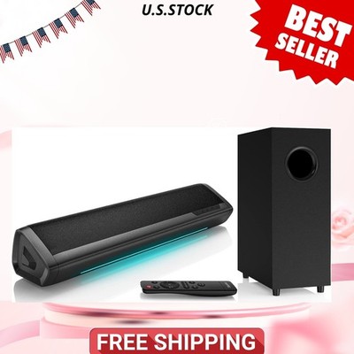 Sound Bar for TV with Subwoofer, 2.1 Deep Bass, Bluetooth Home Speaker 17''