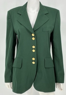 Escada By Margaretha Ley Blazer Size 40 Vintage 90s Pure New Wool Forest Green