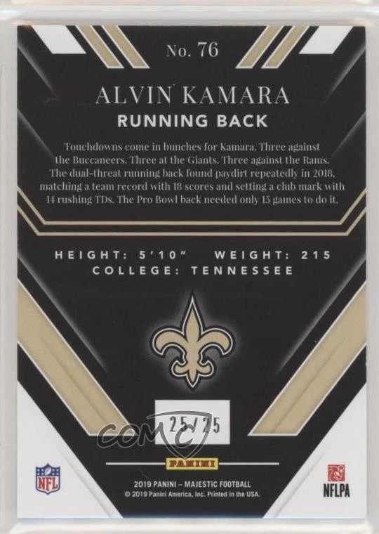 2019 Panini Majestic Holo Silver /25 Alvin Kamara #76 - Image 2 of 2