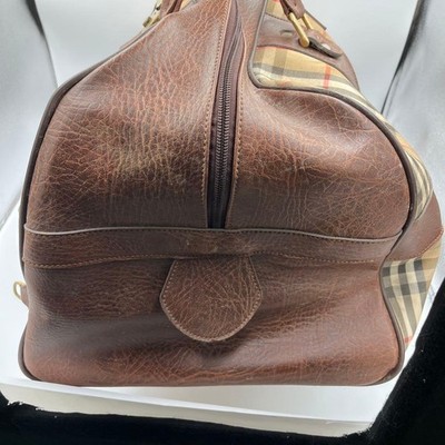 BURBERRY Nova Check Shadow Horse Logo Boston Travel Bag Large