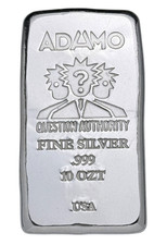 10 oz Silver 999 Standard - Question Authority - Adamo Metals 92.40 per troy oz