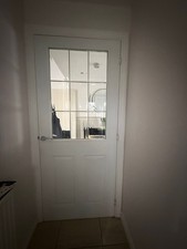 Fully Glazed internal door woodgrain textured & chrome bead National Hickman