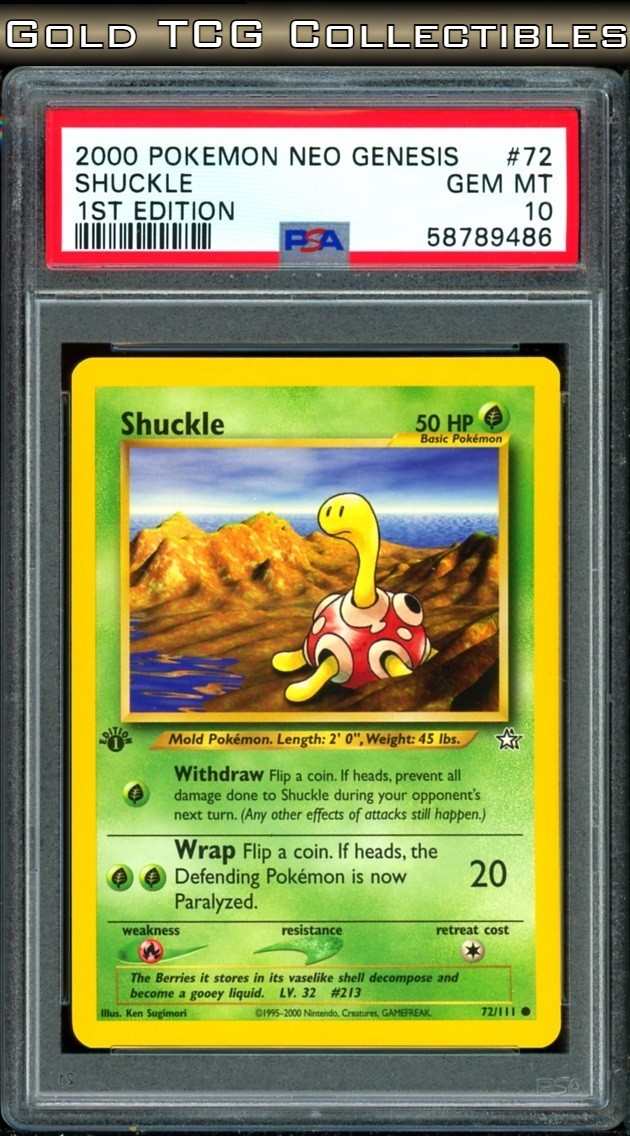 PSA 10 ⭐️ Pokemon Shuckle 72 1st Edition Neo Genesis Vintage Non-Holo