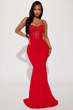 FASHION NOVA MAXI DRESS - RED - SIZE MEDIUM