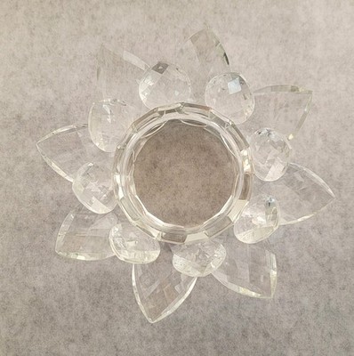 Lotus Flower Crystal Clear Glass Accessory Luxury Catch All Bowl Candle Holder