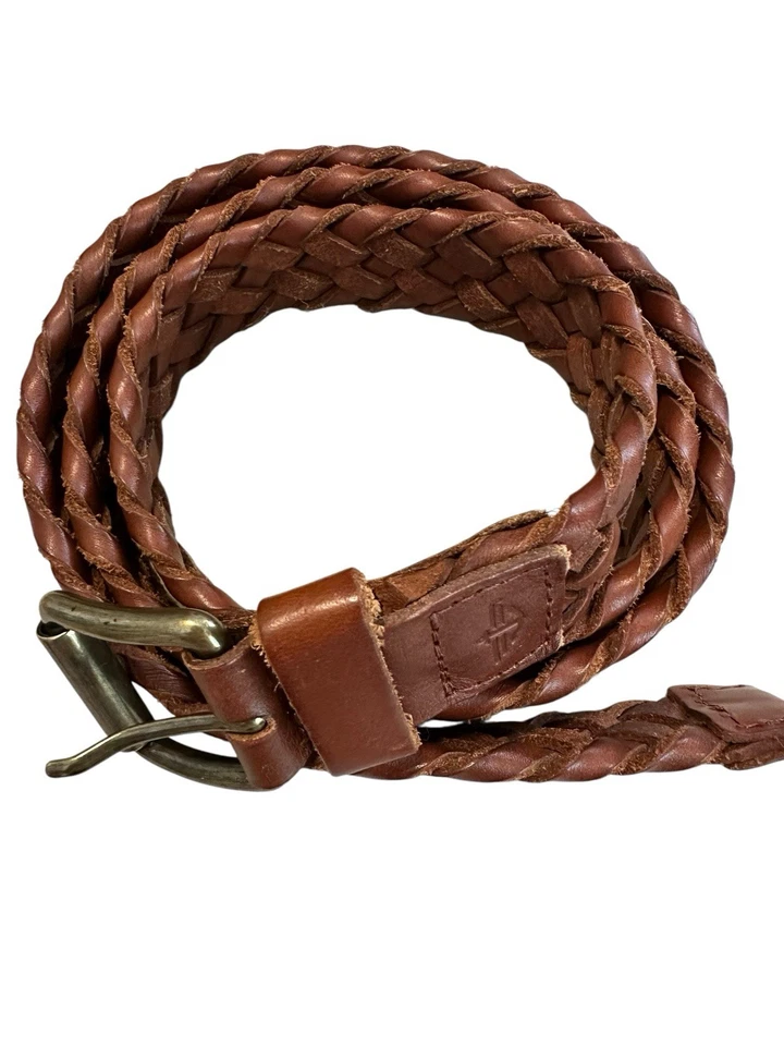 Cinturón Dockers Para Hombres Marrón Trenzado Tejido Grano Completo Cuero Hebilla Talla 40 Clásico Foto 3 de 4