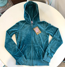 Vintage Juicy Couture NWT Velour Hoodie Size S Teal Pink Tag Maison De Y2K