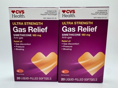 Lot of 2 CVS Health Ultra Strength Gas Relief Simethicone 180mg 20ct