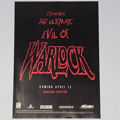 Warlock Super Nintendo SNES Ultimate Evil Print Ad/Poster