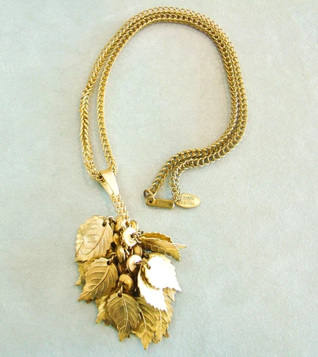 Vintage MIRIAM HASKELL Gold Leaf Necklace
