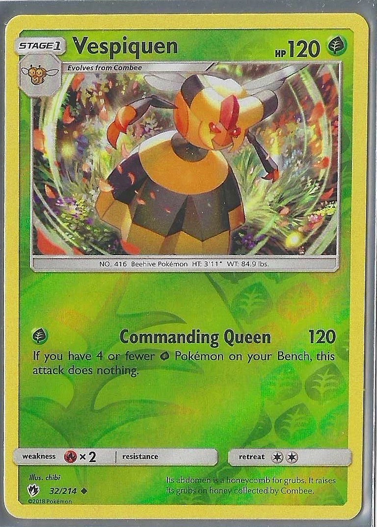 Vespiquen 32/214 Uncommon Lost Thunder Pokemon Reverse Holo NM