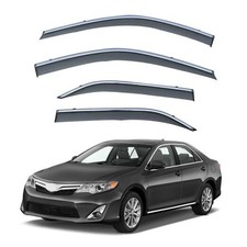 4pcs Smoke Tint with Chrome Trim Outside Mount Tape On/Clip On Style PVC Sun
