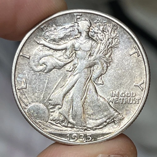 1935-D Walking Liberty Half Dollar AU Details (cleaned?)