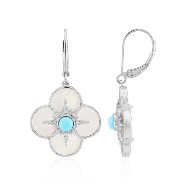 Cavill Sterlingsilber Ohrringe Damen TüRkis Perlmutt Zirkon 925 Platiniert-image