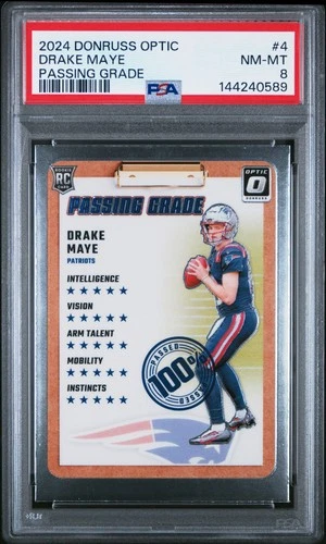 2024 PANINI DONRUSS OPTIC PASSING GRADE #4 DRAKE MAYE ROOKIE RC PSA 8