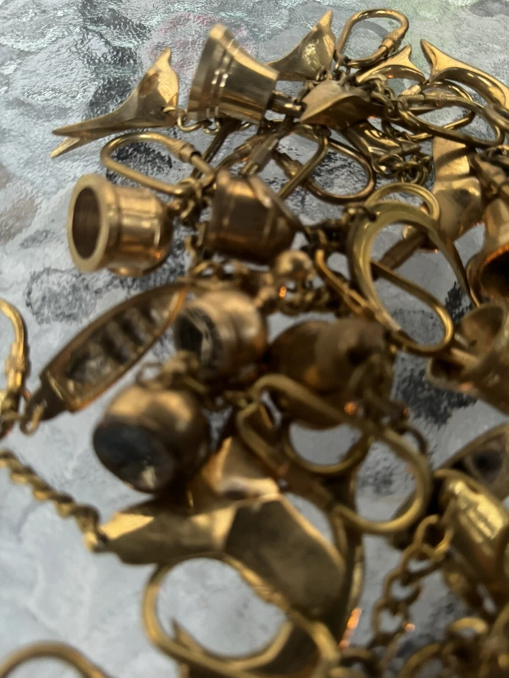 Lote de 44 chaveiros vintage retrô 2" latão barco pássaros náuticos sino bumerangue - Imagem 4 de 4