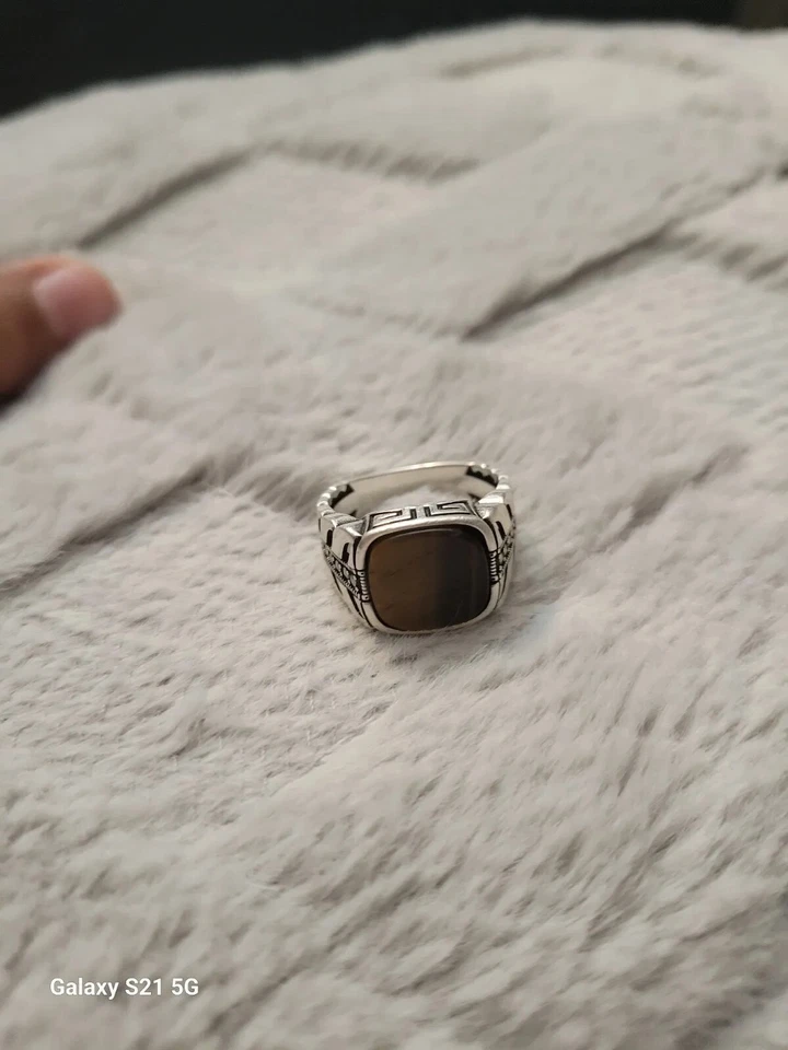 Anillo gema plata árabe (ojo de tigre) talla 9 Foto 2 de 4