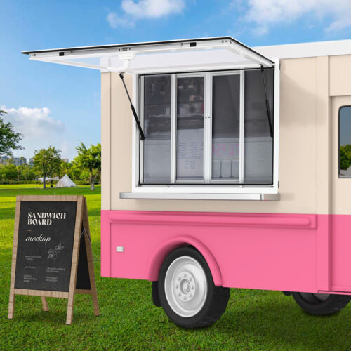 50"L X 30"W Silver Concession Window Truck Stand Serving Window Max Open 80°