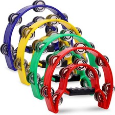 4 Pack 10 Double Row Tambourine Half Moon Musical Tambourine 20 Metal Jingl...