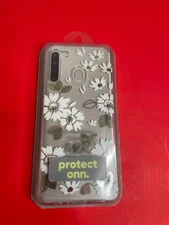 Samsung Galaxy A21 ONN Cell Phone Gel Case Clear White & Gold Floral Design NEW