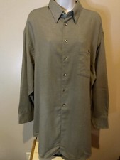 VTG Stafford Mens Dress Shirt 16 1/2 32/33 Olive Green Relaxed Fit Broadcloth