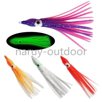 30PCS Luminous Octopus Squid Skirt Soft Fishing Lure Hoochies Bait 20 Colors