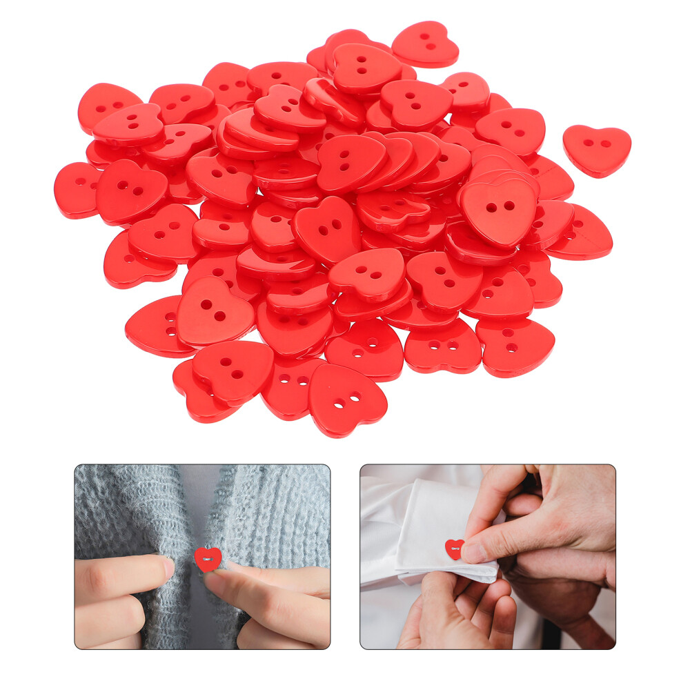 100 Stück Rote Herz-Knöpfe Aus Holz – 2-Loch, 23,5 Mm, Für Nähen, Basteln & Valentinstag