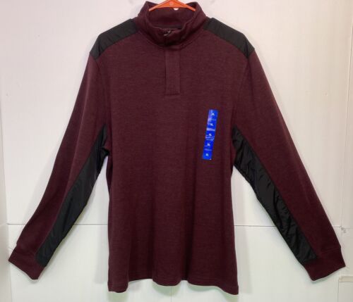 NWT Perry Ellis 1/4 Zip Burgundy Red Pullover Long Sleeve Athletic T Shirt XL - Picture 1 of 6
