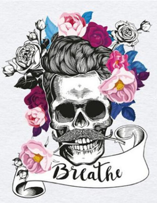 Skull Schädel Rosen DTF Bügeltransfer Bügelbild Applikation für alle Stoffe