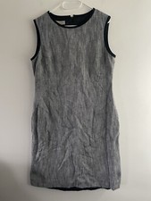 Hobbs Grey Sheath Dress Size 14 | Sleeveless Pinafore Linen Formal Work Party