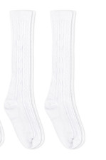 Jefferies Socks Girl's Classic Cable Knee High Socks 2 Pack, White, 12-24 Months