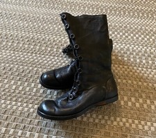 Cydwoq Mountain Handmade Button Front Side Zip Black Leather Tall Boots 37 / 7