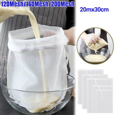 2/5 Stück Filterbeutel Nuss Milch Kaffee Mikron Wiederverwendbar Nylon Feinmaschig Lebensmittelsieb