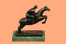 Vintage Signierte Jockey Pferderennen Bronze Skulptur Kunst Statue Figur