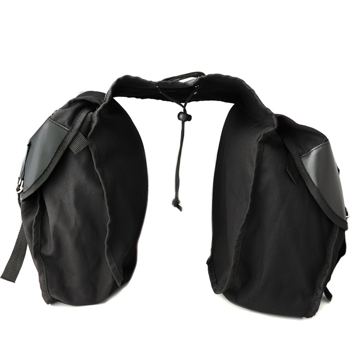 Canvas Leather Motorcycle Bike Rear Tail Saddle Bag Pack With Flap