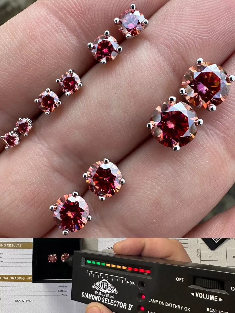Pink sale moissanite earrings