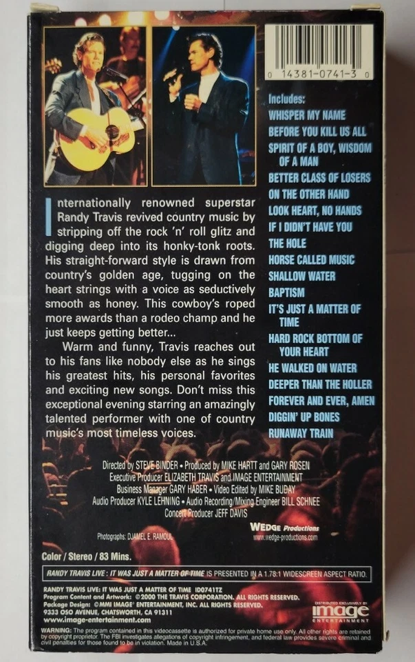 Randy Travis - Live: It Was Just a Matter of Time (VHS, 2001, Widescreen) - Image 2 of 4
