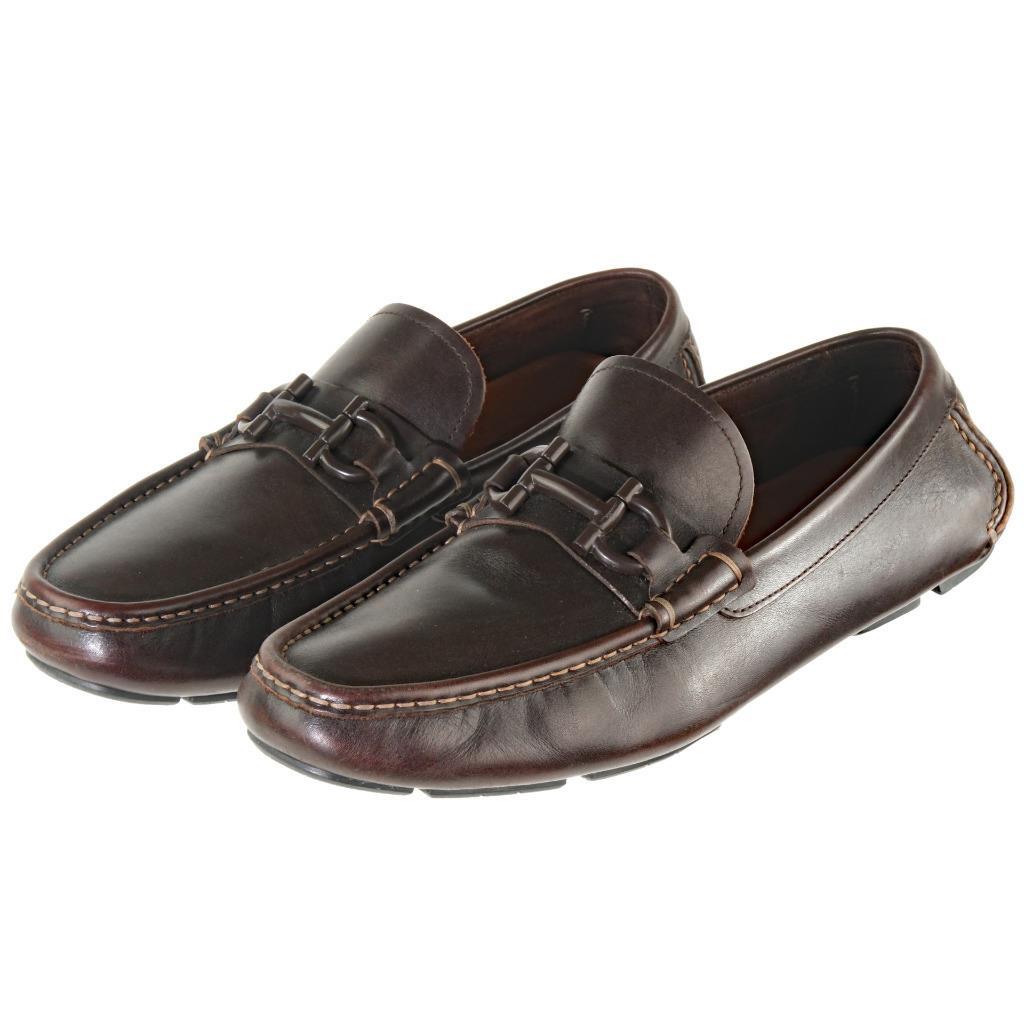 SALVATORE FERRAGAMO Driver Loafers Dress Shoes Sz. 9 D Dark  display picture 1