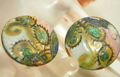 Sooo Cool Vintage 1950's Picasso Modernist Enamel Earrings Sooo Cool Vintage 1950's Picasso Modernist Enamel Earrings